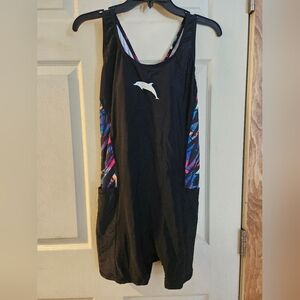 Black One Piece Swimsuit with Multicolor Accents
